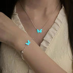 Luminous Aura Blue Butterfly Necklace