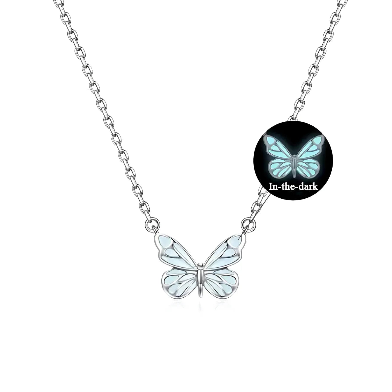 Luminous Aura Blue Butterfly Necklace