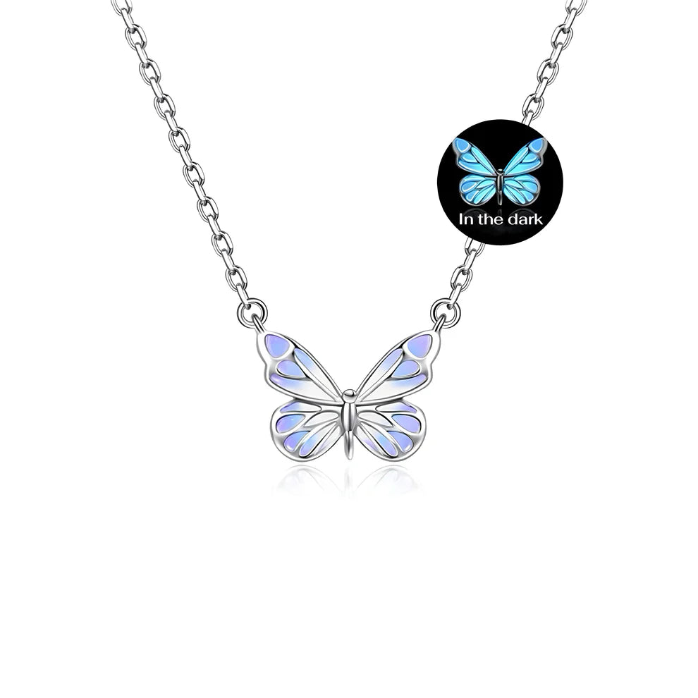 Luminous Aura Purple Butterfly Necklace