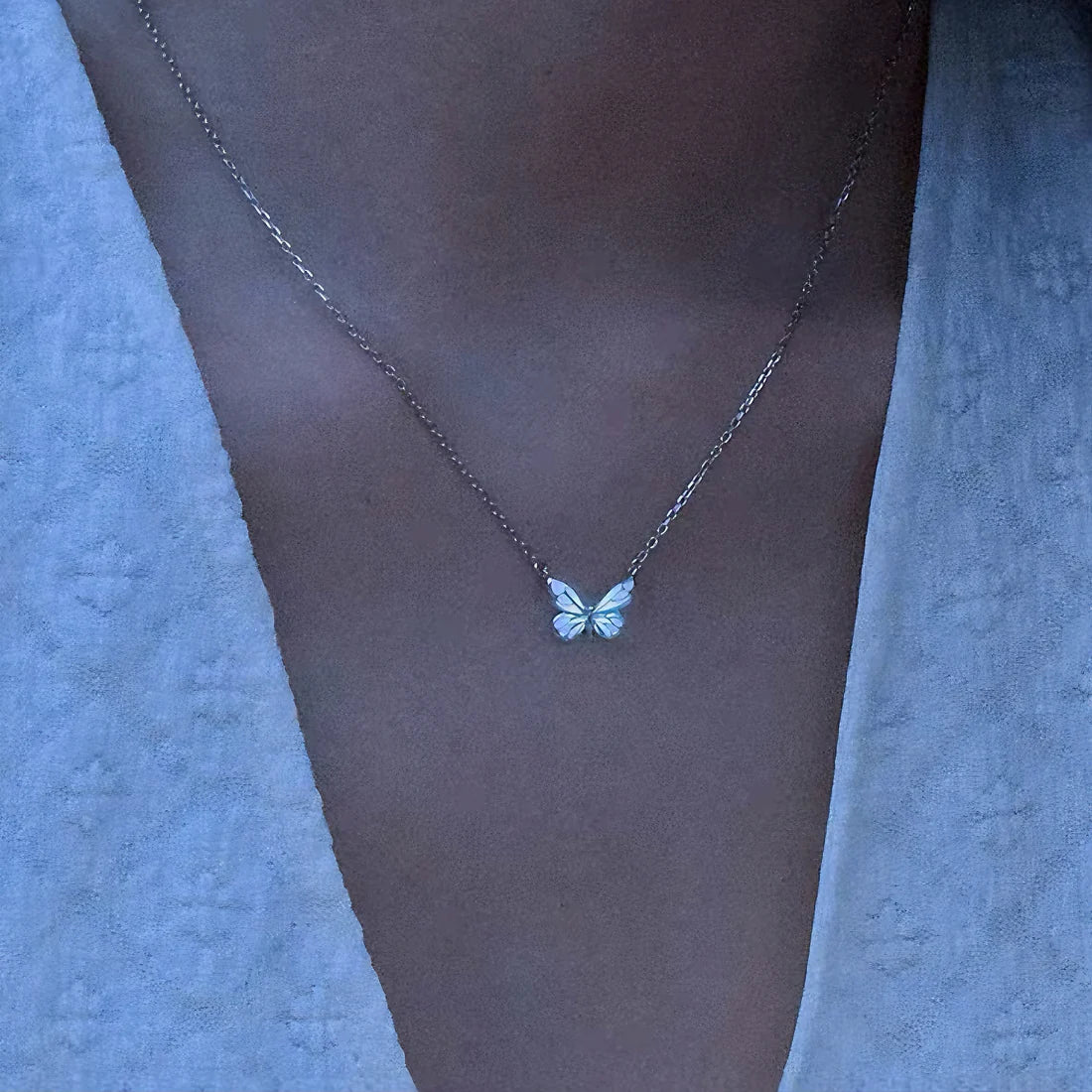 Luminous Aura Purple Butterfly Necklace