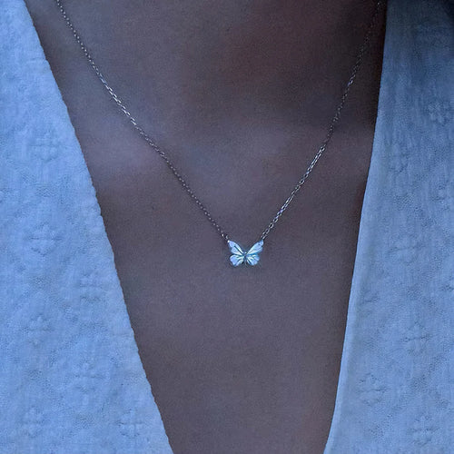 Luminous Aura Purple Butterfly Necklace