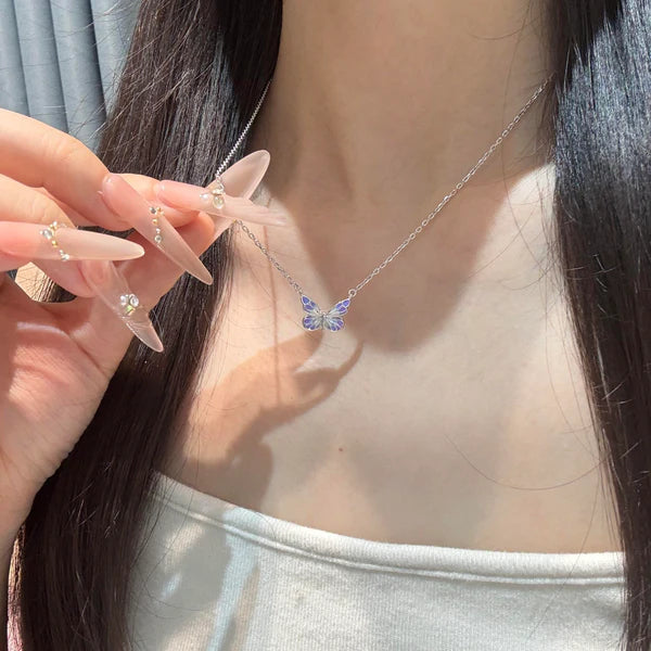 Luminous Aura Purple Butterfly Necklace