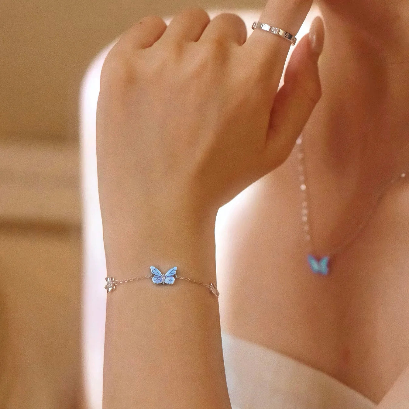 Luminous Aura Purple Butterfly Necklace
